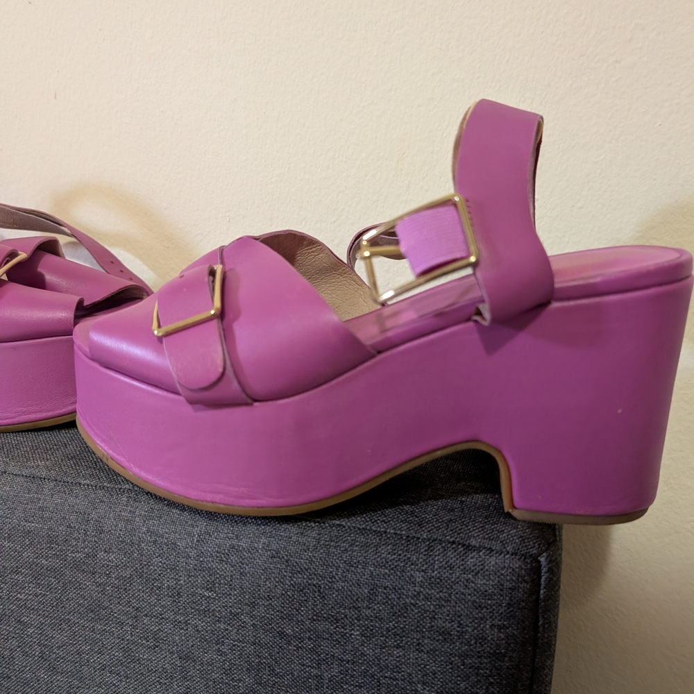 Charlotte Stone Vibrant Purple Platform Sandals - Picture 2 of 9